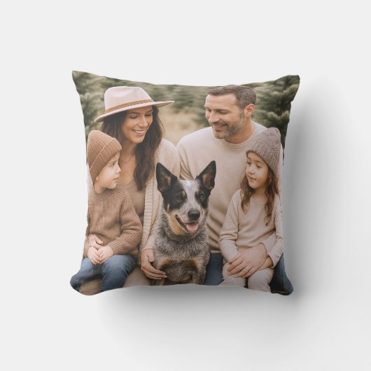 Custom Family Photo Throw Pillow クッション (正面)