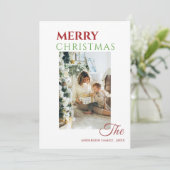 Custom family photo unique merry christmas Card シーズンカード (スタンド正面)