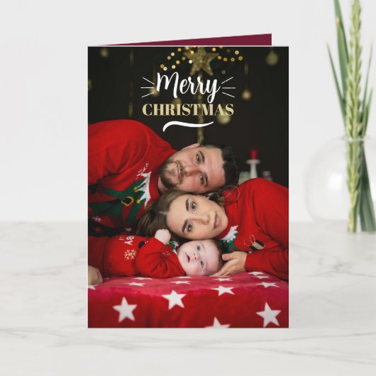 Custom family photos merry christmas Card シーズンカード (正面)