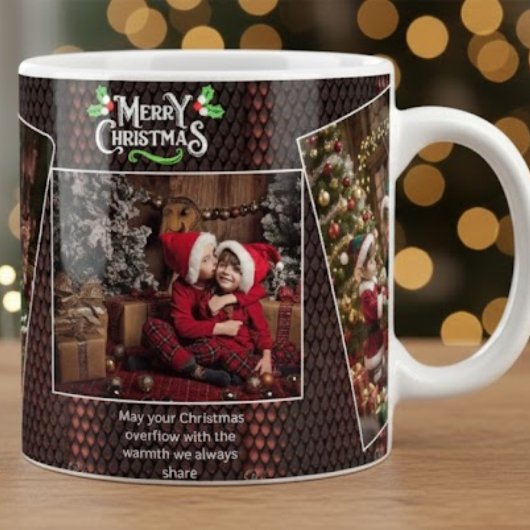 Custom Family Picture Gift with Merry Christmas ジャンボコーヒーマグカップ