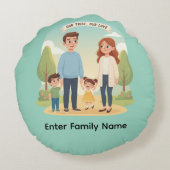 Custom Family Portrait Our Tribe Our Love ラウンドクッション (裏面)