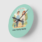 Custom Family Portrait Our Tribe Our Love ラウンド壁時計 (傾斜)