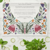 Custom Family Recipe Folk Art Flowers キッチンタオル (折り畳み)