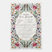 Custom Family Recipe Folk Art Flowers キッチンタオル (縦)