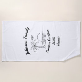 Custom Family Reunion Beach Summer Vacation White ビーチタオル