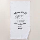 Custom Family Reunion Beach Summer Vacation White ビーチタオル (正面)
