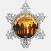 Custom Family Reunion Photo 2025 スノーフレークピューターオーナメント (正面)