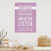 CUSTOM FAMILY RULES modern typography pale purple ポスター (キッチン)