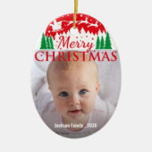 Custom FAMILY Script One Photo Keepsake セラミックオーナメント (正面)