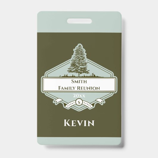 Custom Family Tree Logo Reunion Name Badge バッジ (正面)