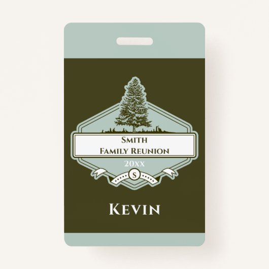 Custom Family Tree Logo Reunion Name Badge バッジ (正面)