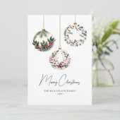 Custom Family Watercolor Greenery Christmas Modern シーズンカード (スタンド正面)
