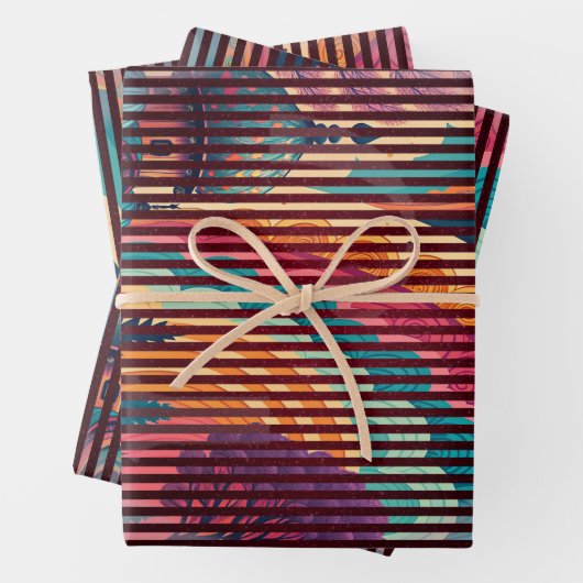 Custom Fantasy Dome Striped Gift Wrap (Set of 3) ラッピングペーパーシート (インサイチュ)