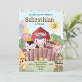 Custom Farm Animals Birthday Party Invitation セーブザデート (スタンド正面)