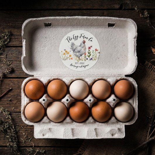 Custom Farm Sticker Watercolor Chicken Hen Logo ラウンドシール