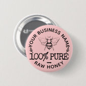 Custom Farmhouse Apiary Logo Cute Bumblebee Honey 缶バッジ (正面&裏面)