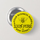 Custom Farmhouse Apiary Logo Cute Bumblebee Honey 缶バッジ (正面&裏面)