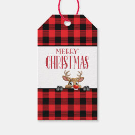 Custom Farmhouse Red Black Buffalo Check Plaid ギフトタグ
