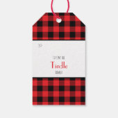 Custom Farmhouse Red Black Buffalo Check Plaid ギフトタグ (裏面)