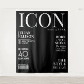 Custom Fashion Magazine Banner Decor, Black Party タペストリー (正面)
