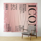 Custom Fashion Magazine Banner, Rose Gold Party タペストリー (インサイチュ(横))