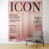Custom Fashion Magazine Banner, Rose Gold Party タペストリー (インサイチュ)