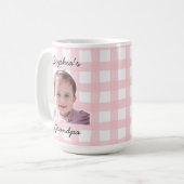 Custom Father's Day Gift Pink Gingham Pattern Mug コーヒーマグカップ (正面左)
