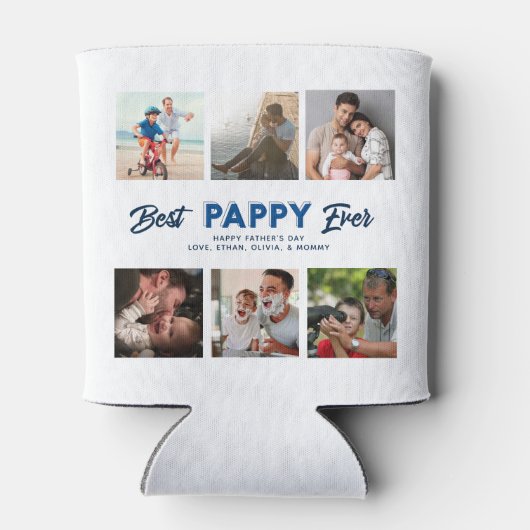 Custom Father's Day Photo Collage Best Pappy Ever 缶クーラー (裏面)