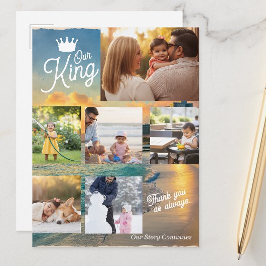 Custom Father's Day Photo Collage | Our King ポストカード