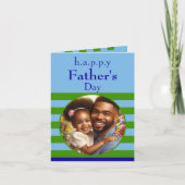 Custom Father's Day Photo Spring Green and Blue カード (正面)