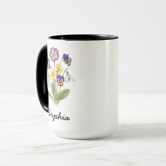 Custom February Birth Flower - Personalized Name マグカップ (正面左)