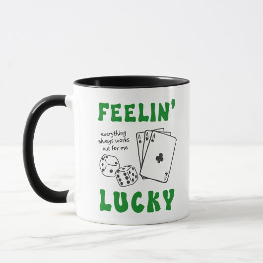 Custom Feelin' Lucky Positive Affirmation & Aces マグカップ (左)