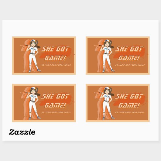 Custom Female Baseball Player Sticker 長方形シール (シート)