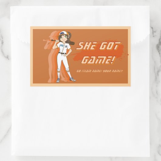 Custom Female Baseball Player Sticker 長方形シール (バッグ)