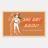Custom Female Baseball Player Sticker 長方形シール (正面)