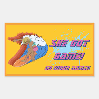 Custom Female Surfer Sticker 長方形シール