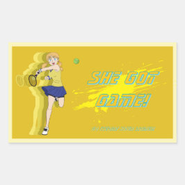 Custom Female Tennis Player Sticker 長方形シール