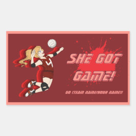 Custom Female Volleyball Player Sticker 長方形シール
