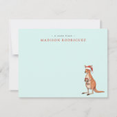 Custom Festive Kangaroo With Santa Hat Christmas ノートカード (正面)