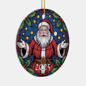 Custom Festive Santa Stained Glass Artwork  セラミックオーナメント (右)