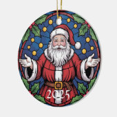 Custom Festive Santa Stained Glass Artwork  セラミックオーナメント (左)