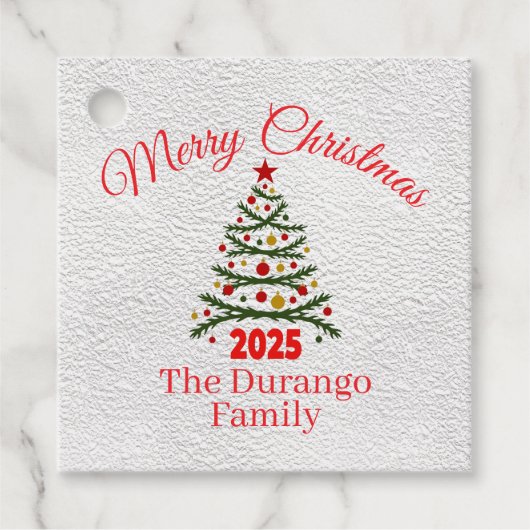 Custom Festive Xmas Tree Christmas Paper Square フェイバータグ (正面)