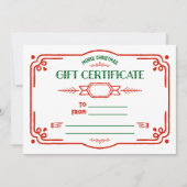 Custom Fill in the Blank Holiday Gift Certificate シーズンカード (正面)