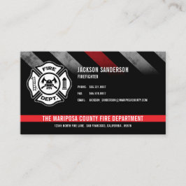 Custom Fire Department Firefighter Red Line Logo 名刺