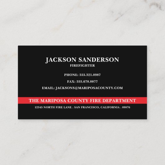 Custom Firefighter Fire Department Logo 名刺 (裏面)