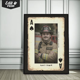 Custom Firefighter Gift Wall Art, Ace of Spades ポスター