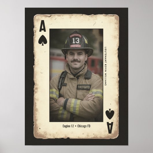 Custom Firefighter Gift Wall Art, Ace of Spades ポスター (正面)