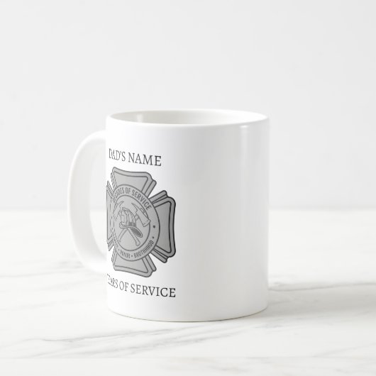 Custom Firefighter Name Years of Service Gift コーヒーマグカップ (正面左)