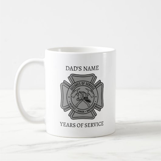 Custom Firefighter Name Years of Service Gift コーヒーマグカップ (左)