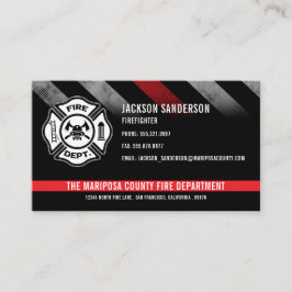 Custom Firefighter Red Line Logo Fire Department 名刺